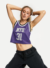 NYU Cropped Basketball Jersey Tank Violet