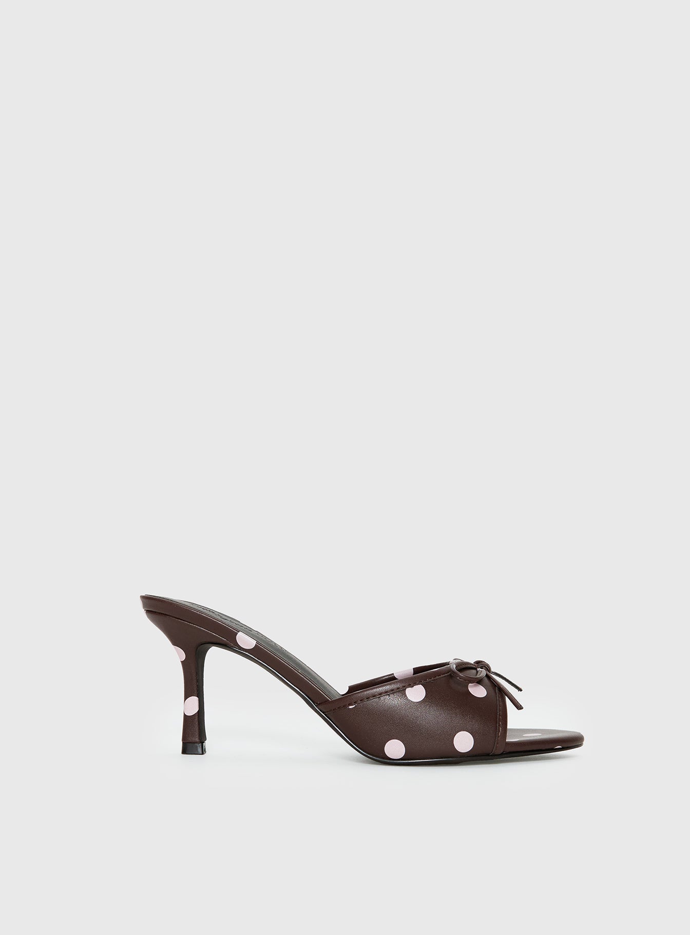 Etiquette Peep Toe Heels Brown / Pink Polka