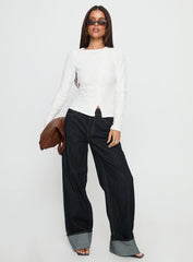 Passoni Long Sleeve Lace Top White