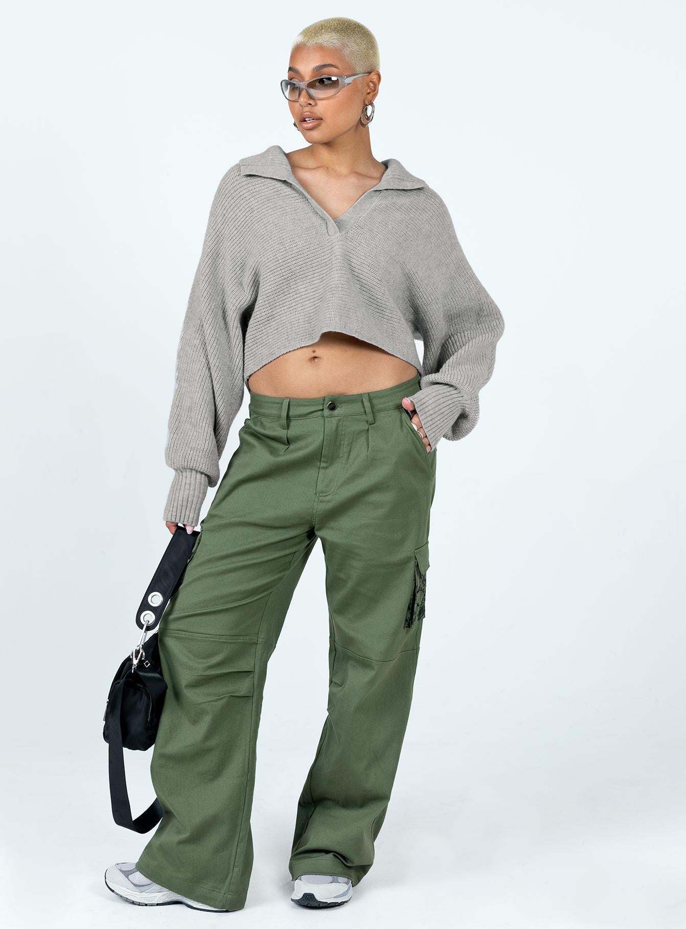 Tiara Cropped Sweater Grey