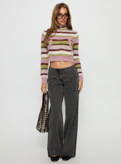 Dolley Star Stitch Mid Rise Wide Leg Jean Grey Wash