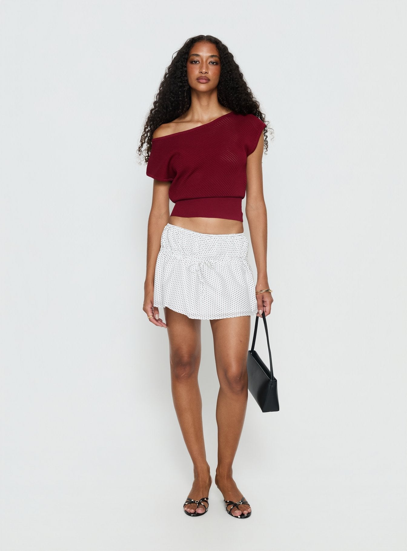 Nomi Mini Skirt White Polka Dot