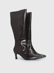 Therapy Dove Knee High Boots Chocolate Croc