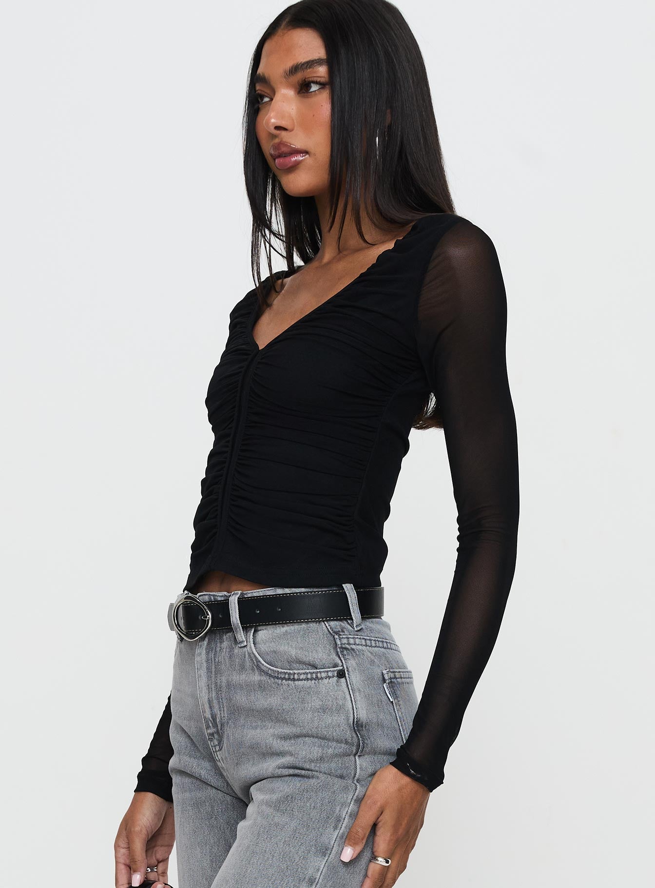 Tenzin Ruched Top Black