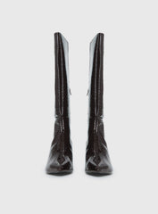 Therapy Dove Knee High Boots Chocolate Croc