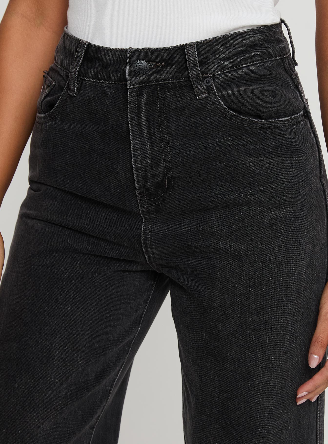 Karlina High Rise Straight Leg Jeans Charcoal